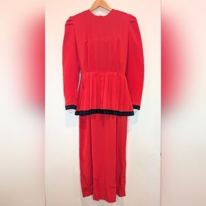 Vintage Bright Red Sheryl Spigel Long Sleeve Dress 9/10